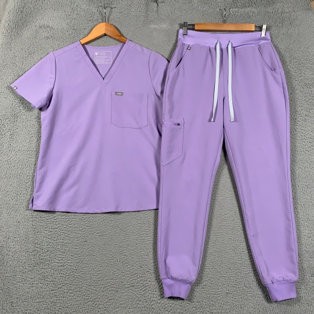 FIGS Scrub Set Women's Small Purple Catarina Top & Zamora Jogger Pants High Rise